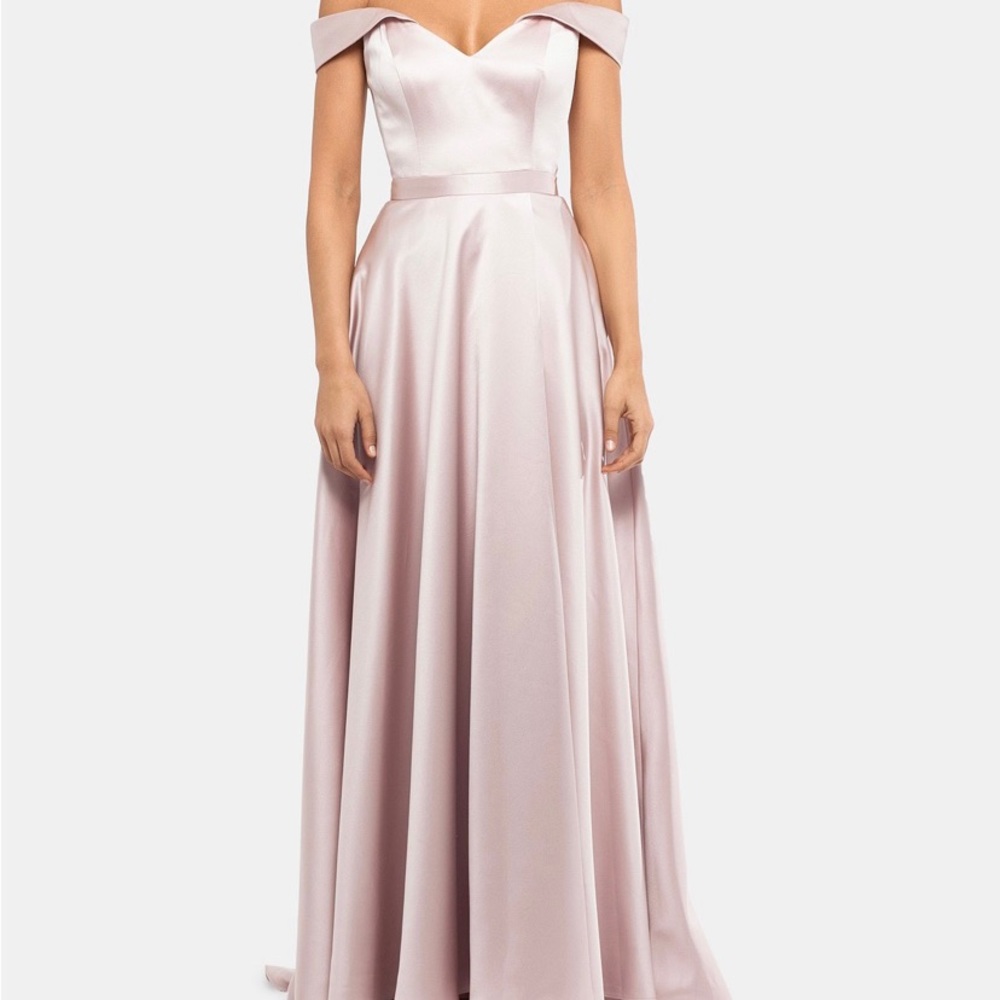 Elegant formal evening satin gown
